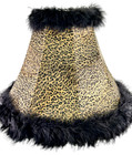 11 In Decorative Leopard Print Bell Shape Clip On Lamp Shade W  Fur  Black Brown