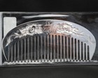 Real 999 Fine Silver Hair Comb Peony Moom-shaped Handle Hair Care 4 40inch  55g