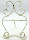 Vtg Decorative Scroll Wrought Iron Cookbook Stand Table Easel Ivory Distressed