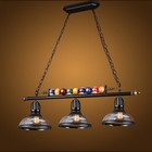 Black Metal Ball Design Pool Table Light Billiard Lamp With Amber Glass Shades