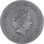 2021 Niue Two Wolves Life Quotes 1 Oz Antique Finish Silver Coin