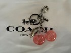 Coach Pink Cherry Apple Bag Charm Keychain Resin Metal Brass Purse Decoration