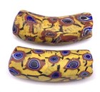 2 Rare Old Antique Venetian  Brown Elbow  Millefiori Glass Trade Beads-38x14mm