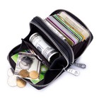 Women Rfid Credit Card Holder Genuine Leather Printed Zip Around Small Wallet