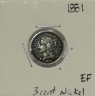 1881 Nickel Three-cent Piece  Extremely Fine Details  Very Nice  Low Mintage      