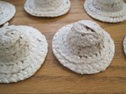 Lot Of 13 Mini Straw Hats Woven White Top 2    Unused For Crafts Dolls