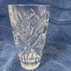 Vintage 6     21oz Hand Cut Crystal Vase Tall Flared Trumpet Starburst Base