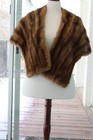 Vintage Mink Fur Stole Womens One Size Brown Mahogany Shawl Wrap Cape Lined