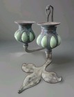 Tiffany Studios Style  Bronze Fleur-de-lis Double Candle Holder Poss Buffalo M 