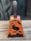  rare  Vintage Halloween Gotham Tin Litho Bell Noisemaker Cat Witch Pumpkin Moon
