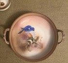 Antique Nippon Painted Moriage Acorn W  Blue Bird Bowl   Nut Cups - Set