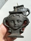 Solid Cast Iron Woman   s Head Receipt Candle Holder Antique Or Vintage Stunning