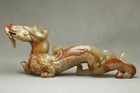 Chinese Antique Old Hetian Jade Hand-carved Dragon Beast Statue