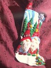 Bucilla Felt Christmas Stocking 18 Inch  Completed Handmade Beaded And Sequined