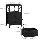 2pcs Nightstand With Charging Station Usb Ports Drawer Storage Table Black