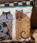 Vtg Unique Needlework Vintage Cat Decor Throw Pillow By Artist Laurel Burch 