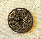 Large Antique Lacy Filigree Brass Button With Cut Steel Trim 1 1 8 