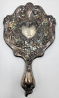 Antique Silverplate  Hand Mirror Engraved  l  Angels Nymphs Cupid Art Nouveau