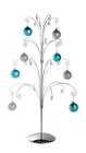 36 Inch Tall Ornament Display Tree  Silver Chrome Plated  Holds 24 Ornaments