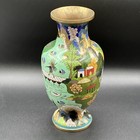 Vintage 10 25    Large Cloisonn   Vase Rare Fishing Village Scene Chinese Signed