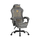 Ergonomic Gaming Chair With Footrest  Fabric Upholstery  300 Lbs Capacity  Grey