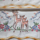 Pair Hand Embroidered Bambi Deer  Buck With Crocheted Edge