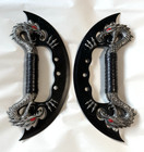 Fantasy Dragon Daggers 11in Black Dual Blade Knives Collectible Display Pieces