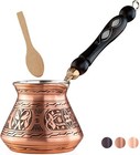 12 Oz Copper Turkish Greek Arabic Coffee Pot With Wooden Handle  serves 4 