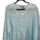 Vtg Inspired Delicates Blue Satin Nightgown Xl Jc Penney Lace Trim Cottagecore