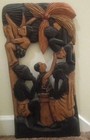 Vintage African Wood Hand Carved Wall Art Family Discussion Piece 29  X 14 5 