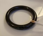 Vintage Bakelite Art Deco Black And Green Carved Leaf Pattern Bangle Bracelet