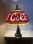 Coca-cola Tiffany Style Stained Table Or Desk Lamp     Plastic Shade 