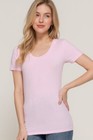 Women s Basic Scoop Neck T Shirt Short Sleeve Solid Plain Cotton Knit Fitted Top