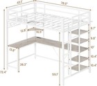 Loft Bed With Desk With Charging Station   Led Lights  Loft Bed Twin Size  White