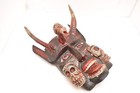 Mexican Mask Carved Folk Art Vtg Wood 3 Face Skulls Devil Diablo Guerrero Mexico