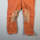 Harry Hall Breeches Mens 32 Orange Horse Riding Leather Trim Stretch Jodhpurs