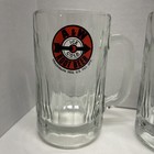 3 Vintage A w 6  Tall Heavy Glass Root Beer Mug Ice Cold Bulls Eye Arrow Logo