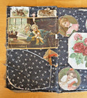 Antique Victorian Scrapbook Album Handmade Fabric Scrapbook Paper Ephemera Scrap