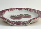 Red Apple Spongeware Pottery Stoneware Spoon Rest