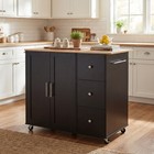 Mobile Kitchen Cart With Storage  39 76   Rolling Kitchen Island With 2 Doors