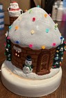 Vintage Ceramic Light Up Snow House Santa Snowman Christmas Trees