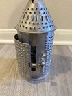 Vtg Primitive Antique Metalpunched Tin Lantern Candle Holder 11x4 1 4 In Silver