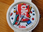 Vintage Retro 1980s - 90s Coke Wrist Watch - Swiss Made -white Band - Coca-cola