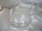 4 Vintage Nestle Nescaf   Glass Globe World Coffee Cup Mug Etched      Unused