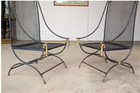 Iron Table And Chairs With Brass Swan Detail In The Style Of Maison Jansen