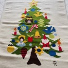      Vtg Handwoven Wool Christmas Tree Wall Hanging     29x39   Fringe     Folk Art