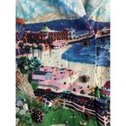 Vintage Artscapes Jacket Beach Print Blazer Women Size L Artsy Maximalist Cotton