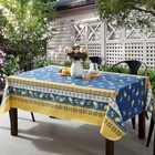 52x70 Rectangle Vinyl Tablecloth Floral Lemon Print Polyester Flannel Backing