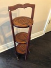 Vintage Hand Carved Mahogany 3-tiered Pie Cake Pastry Plant Stand Haitian