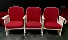 3 Theater Seats  Vintage Red Upholstered Tip-up Cinema Auditorium Seating  A57
